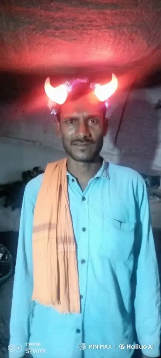 Man with Devil Horns Laughs Heartily Indoors – AI Generated Video | Hailuo AI