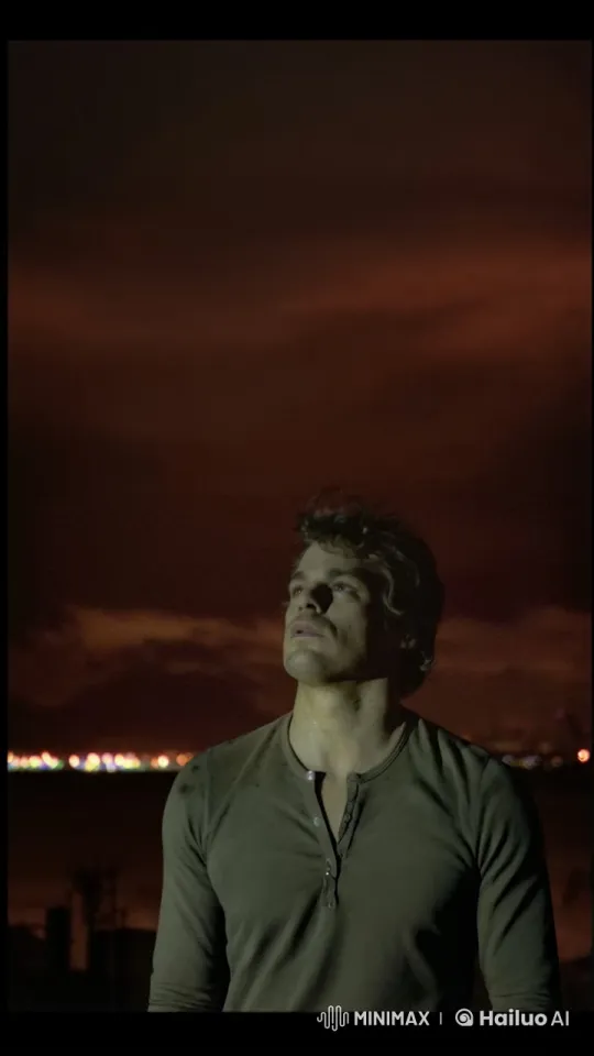 Contemplative Figure Under a City-Lit Sky – AI Generated Video | Hailuo AI