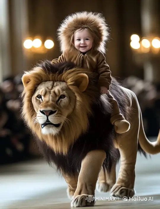 Child and Lion in Majestic Dance – AI Generated Video | Hailuo AI