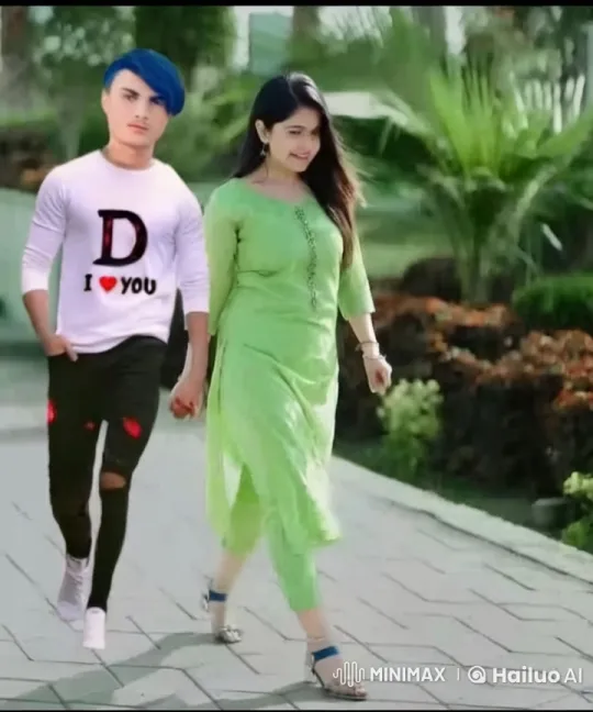 Young Couple Enjoying a Romantic Walk and Kiss in a Garden – AI Generated Video | Hailuo AI
