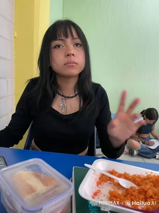 Young Person Eating, Growing Frustration Captured – AI Generated Video | Hailuo AI