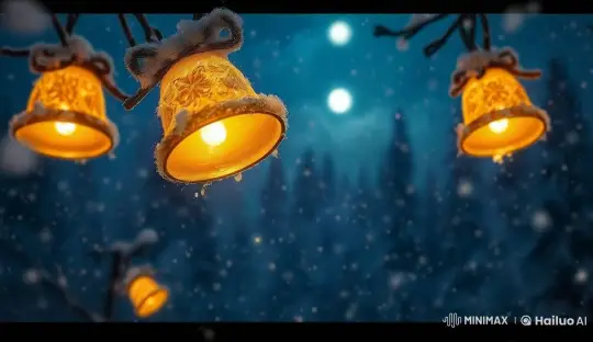 Enchanted Winter Night with Swinging Lanterns – AI Generated Video | Hailuo AI