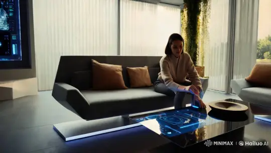 Futuristic Living Room Showcases Sustainable Design – AI Generated Video | Hailuo AI