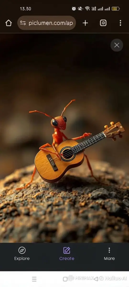 Ant Playing Miniature Guitar Captures Quirky Performance – AI Generated Video | Hailuo AI