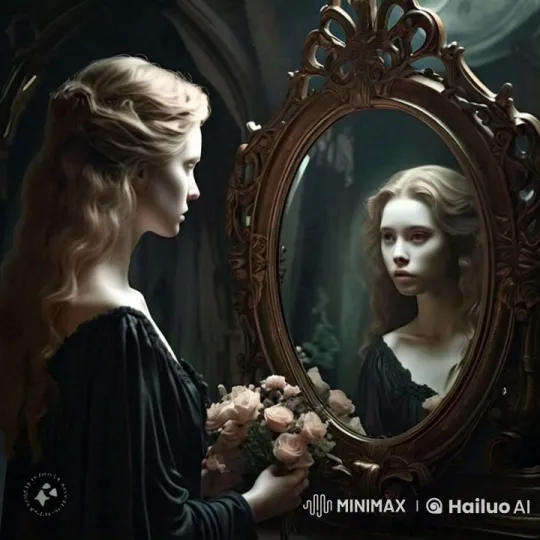Teen Reflects in Dim Light with Roses – AI Generated Video | Hailuo AI