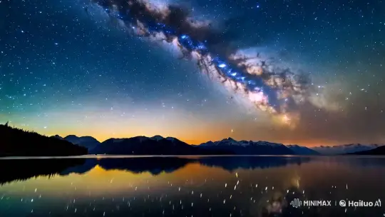 Tranquil Lake Mirrors the Splendor of the Milky Way – AI Generated Video | Hailuo AI