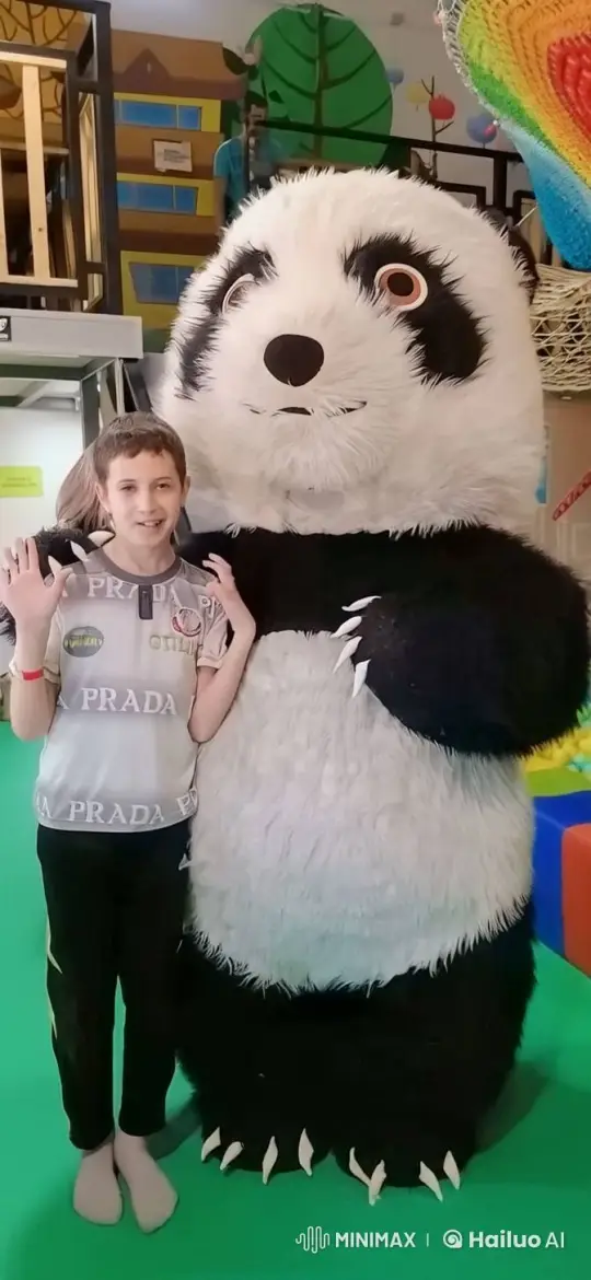 Group of Men Surprises Young Person in Bear Costume – AI Generated Video | Hailuo AI