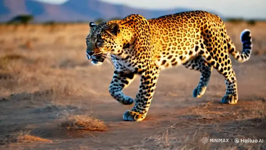 Leopard Sprinting in Slow Motion on Savanna – AI Generated Video | Hailuo AI