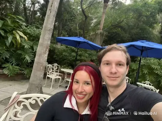 Joyful Individuals in Serene Garden Setting – AI Generated Video | Hailuo AI