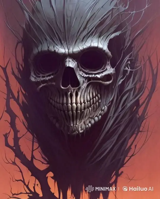 Eerie Bat Emerges from Haunting Skull Scene – AI Generated Video | Hailuo AI