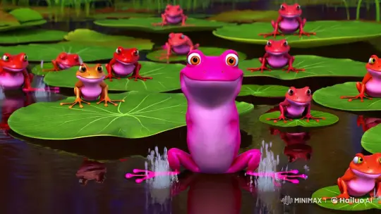 Vibrant Pixar Frogs Dance in Marshland UHD – AI Generated Video | Hailuo AI