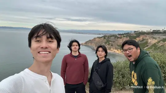 Friends' Fight Erupts on Cliffside with Ocean View – AI Generated Video | Hailuo AI