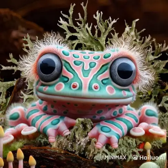 Colorful Frog in Tranquil Forest Setting – AI Generated Video | Hailuo AI