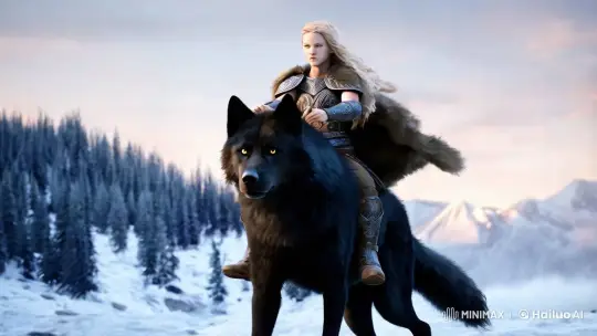 Viking Warrior and Alpha Wolf in Nordic Epic Landscape – AI Generated Video | Hailuo AI