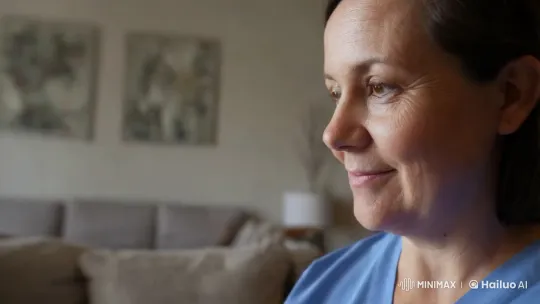 Healthcare Professional Offers Compassionate Guidance in Serene Home Setting – AI Generated Video | Hailuo AI