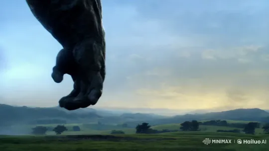 Colossal Figure in Serene Landscape at Dawn – AI Generated Video | Hailuo AI