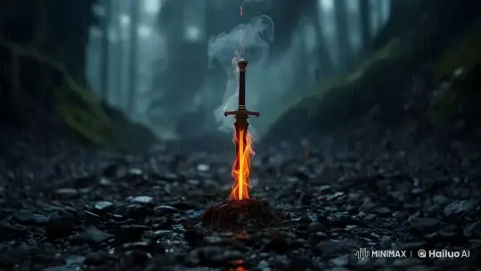 Mystical Sword in Rainy, Enchanted Forest – AI Generated Video | Hailuo AI
