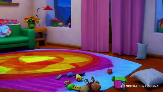 Panda Trio Plays in a Whimsical, Disheveled Living Room – AI Generated Video | Hailuo AI