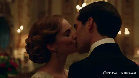 Intimate Close-Up: Tender Kiss in Elegant Setting – AI Generated Video | Hailuo AI