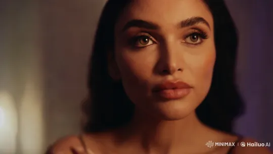 Intimate Portrait: Woman in Soft Light and Elegant Dress – AI Generated Video | Hailuo AI