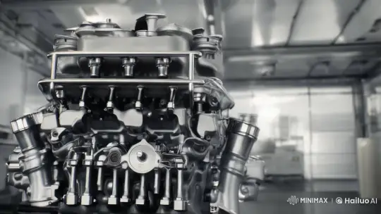 High-Definition Visual Exploration of a V8 Supercharged Engine – AI Generated Video | Hailuo AI