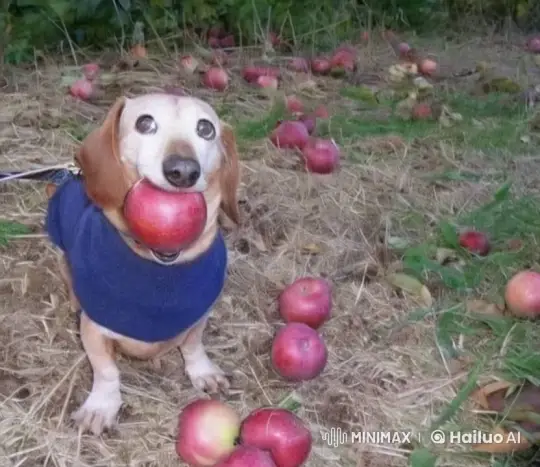Dog Duplication in Orchard with Apples – AI Generated Video | Hailuo AI
