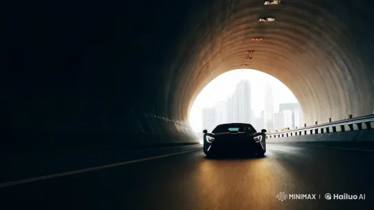 Supercar Dazzles in Dramatic Tunnel Chase – AI Generated Video | Hailuo AI