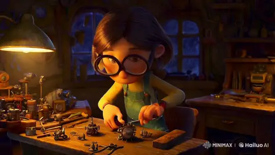 Anthropomorphic Girl Assembles Miniature Contraption – AI Generated Video | Hailuo AI