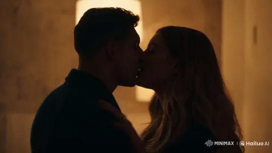 Romantic Couple's Intimate Kiss in Soft-Lit Room – AI Generated Video | Hailuo AI