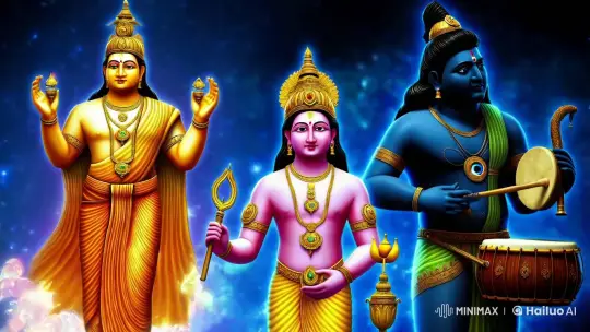 Cinematic Depiction of the Trimurti's Cosmic Dance – AI Generated Video | Hailuo AI