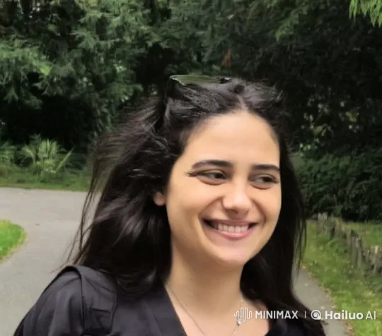 Lush Park Pathway: Woman in Black Lace Reveals – AI Generated Video | Hailuo AI