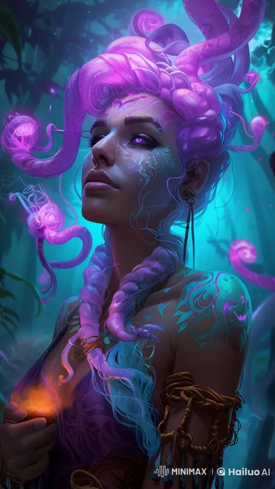 Mystical Woman with Ethereal Hair and Glowing Orb in Live2D – AI Generated Video | Hailuo AI