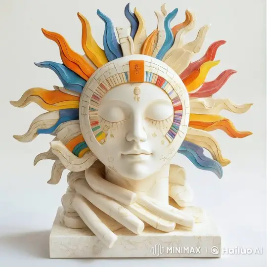 Serene Sculpture Awakens with Feathers' Graceful Dance – AI Generated Video | Hailuo AI