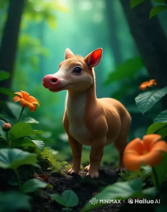 Animated Fawn-Pig Explores Tranquil Forest – AI Generated Video | Hailuo AI