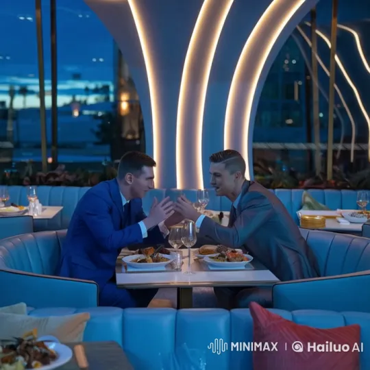 Elegant Dinner Conversation in Modern Restaurant Setting – AI Generated Video | Hailuo AI