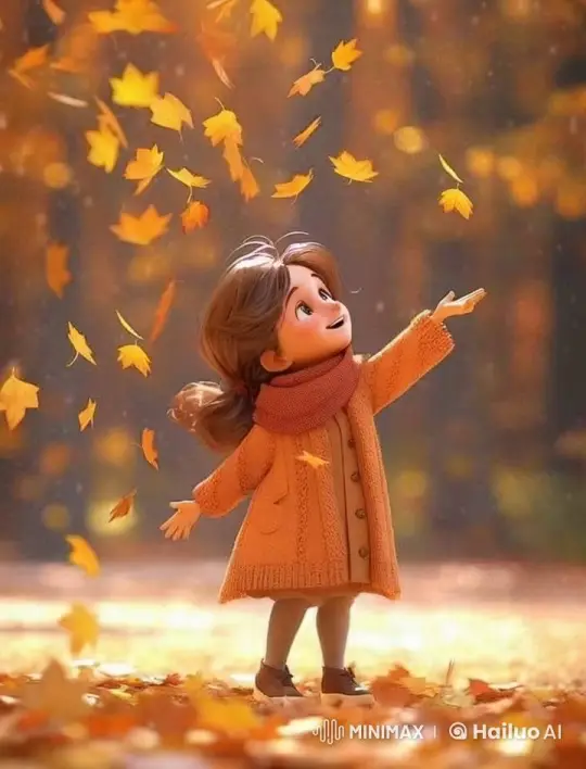 Joyful Girl in Autumn Leaves Looping Animation – AI Generated Video | Hailuo AI
