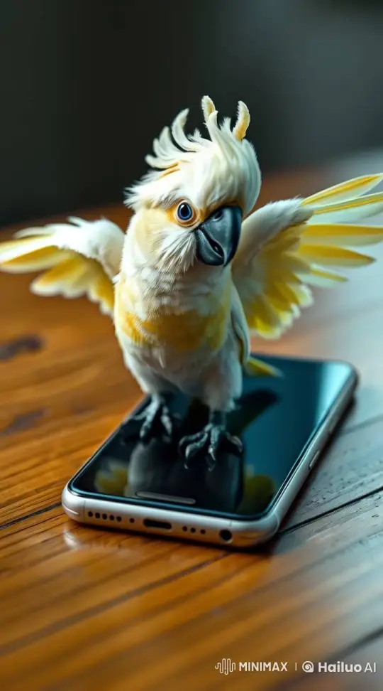 Tiny Bird Walks Across Smartphone Display – AI Generated Video | Hailuo AI