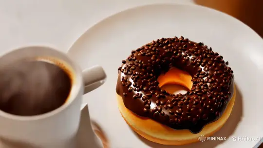 Aesthetic Close-Up of a Hyper-Realistic Chocolate Chip Donut – AI Generated Video | Hailuo AI
