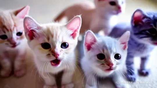 Aesthetic Study of Color and Movement in Kittens – AI Generated Video | Hailuo AI