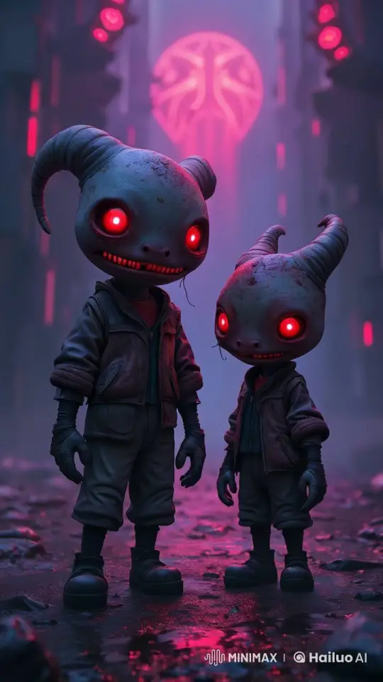 Mysterious Creatures in Futuristic Alley at Night – AI Generated Video | Hailuo AI