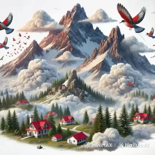 Alpine Village: Serene Mountain Landscape – AI Generated Video | Hailuo AI