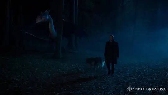 Man and Dog Walk Through Forest with a Dragon – AI Generated Video | Hailuo AI