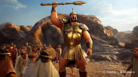 Goliath Dominates Battle Scene in Pixar's Detailed Animation – AI Generated Video | Hailuo AI