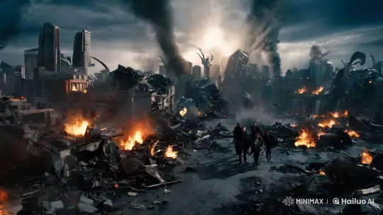 Alien Invasion: Survivors in a Ruined Cityscape – AI Generated Video | Hailuo AI