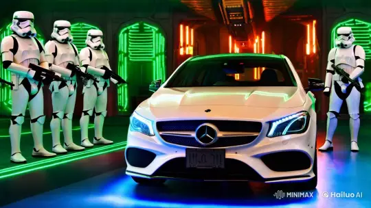 Mercedes CLA Showcased in Futuristic Star Wars Hangar – AI Generated Video | Hailuo AI