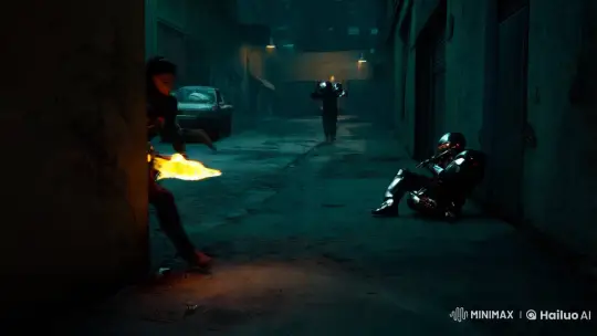 Amber's Grim Alley Battle with Armored Pursuer – AI Generated Video | Hailuo AI
