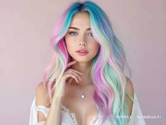 Live2D Animation: Gentlewoman with Vibrant Hair – AI Generated Video | Hailuo AI