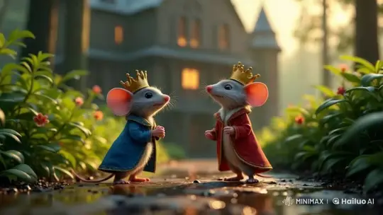 Royal Mice Stroll to Grand House in Enchanted Garden – AI Generated Video | Hailuo AI