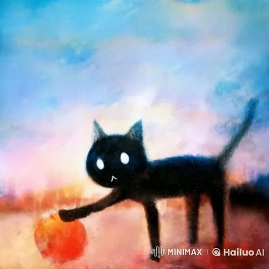 Whimsical Black Cat in Dreamy Pastel Setting – AI Generated Video | Hailuo AI