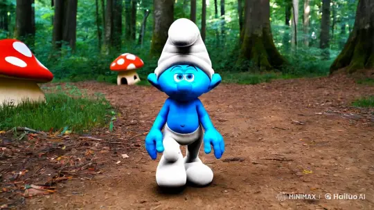 Smurf in Realistic Mixed Reality Forest – AI Generated Video | Hailuo AI